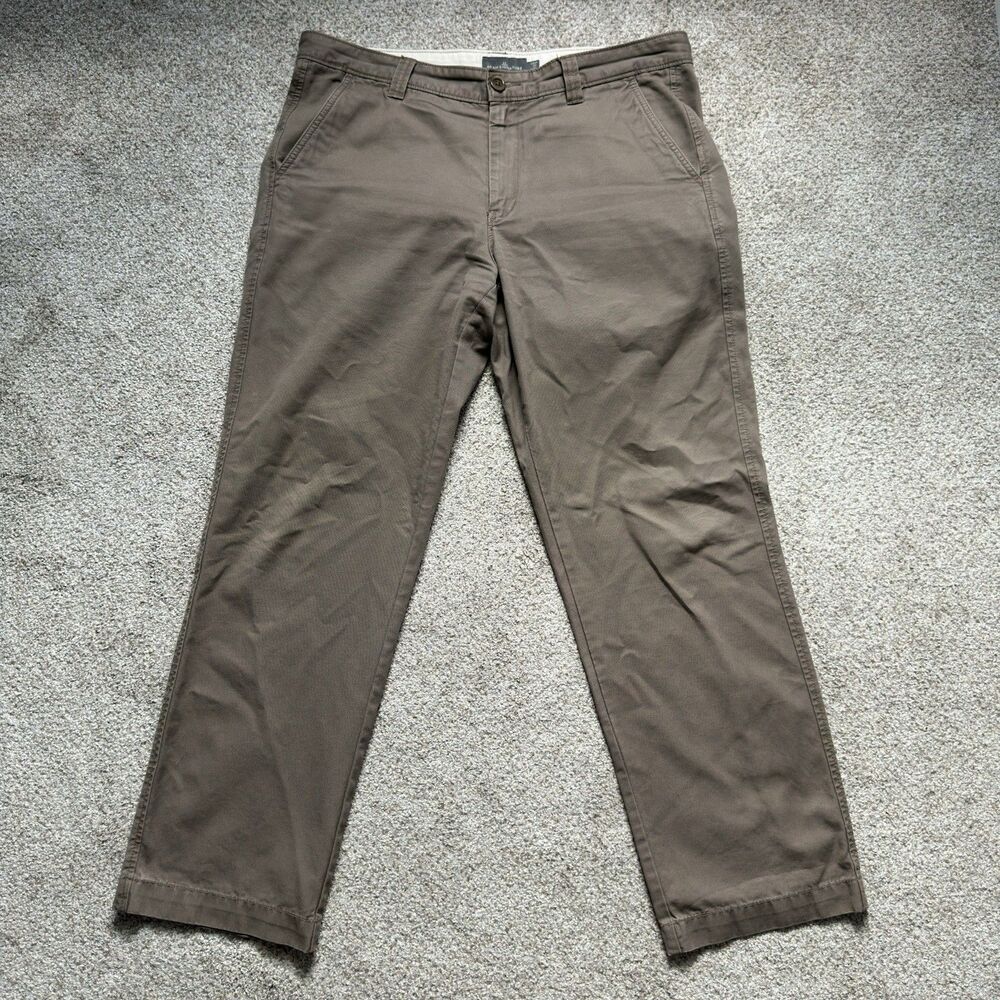 L.L.Bean Signature Men’s Chino Pants Brown Cotton Straight Leg 35x30